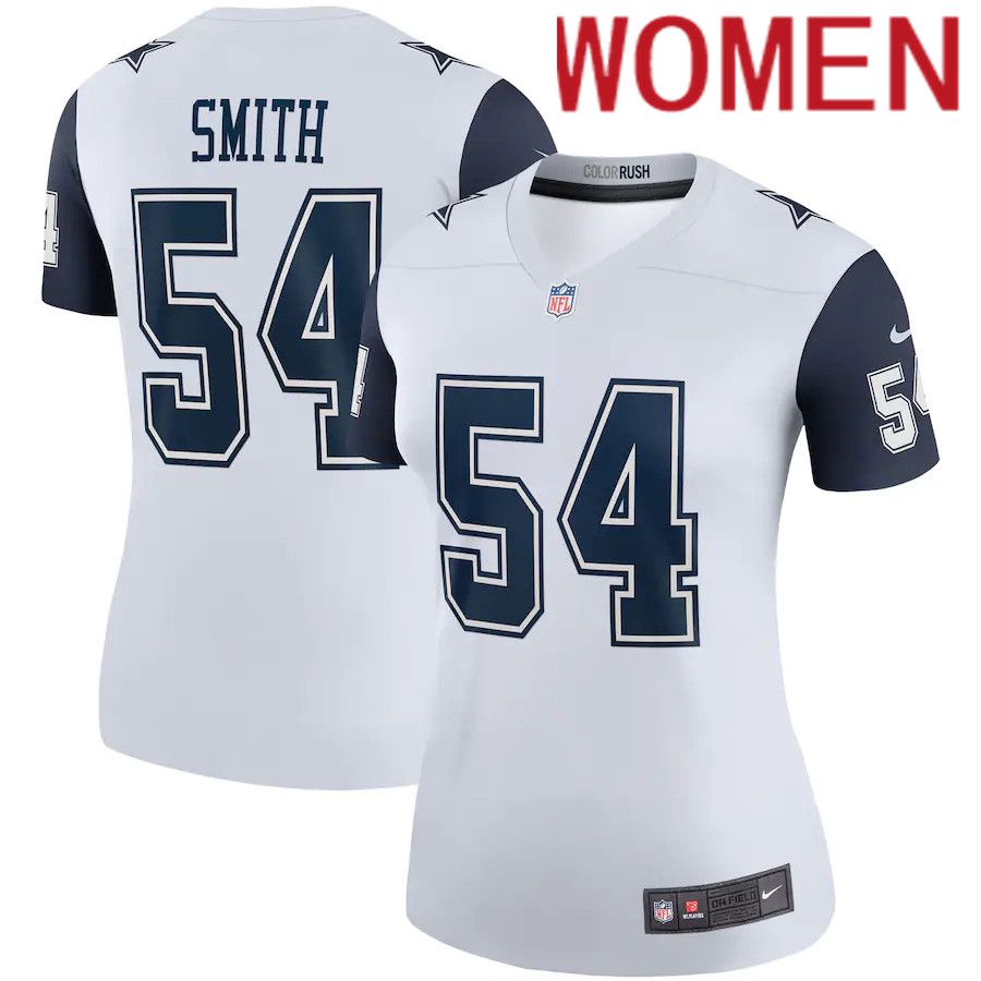 Women Dallas Cowboys #54 Jaylon Smith Nike White Color Rush Legend Player NFL Jersey